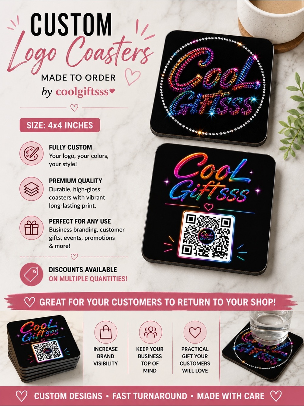 Closet Coaster personalized ceramic or fabric 4x4 great customer gifts new